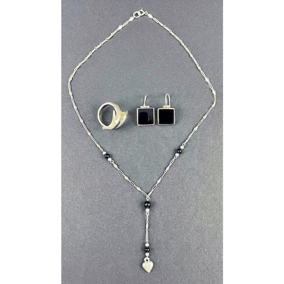 Sterling Silver Y-Drop Heart Necklace - Picture 4 of 5